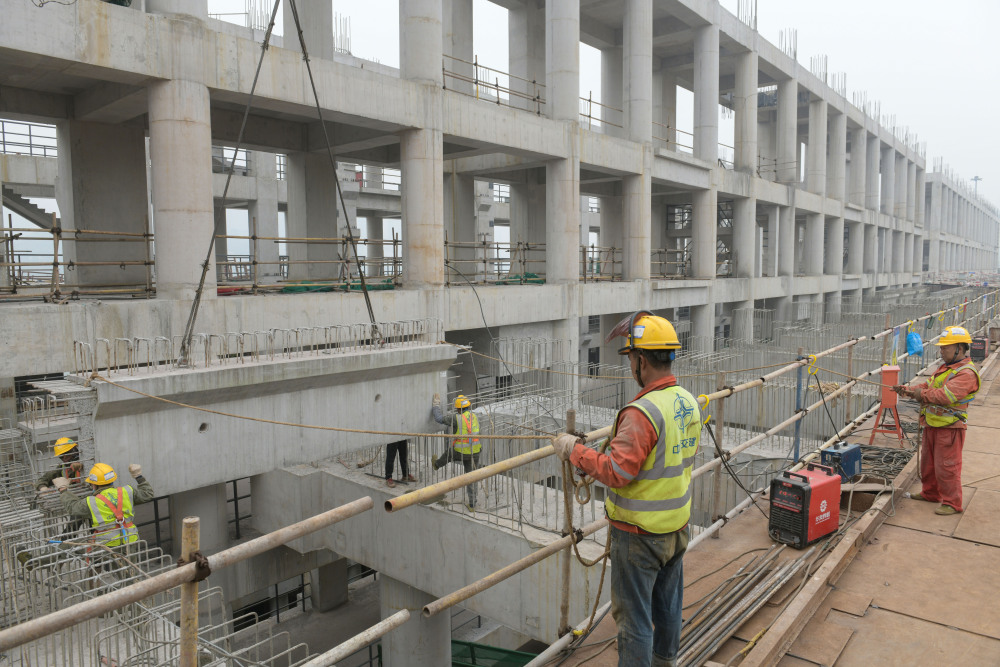 圖片新聞寸灘國際郵輪母港港口工程水工建築結構基本完工