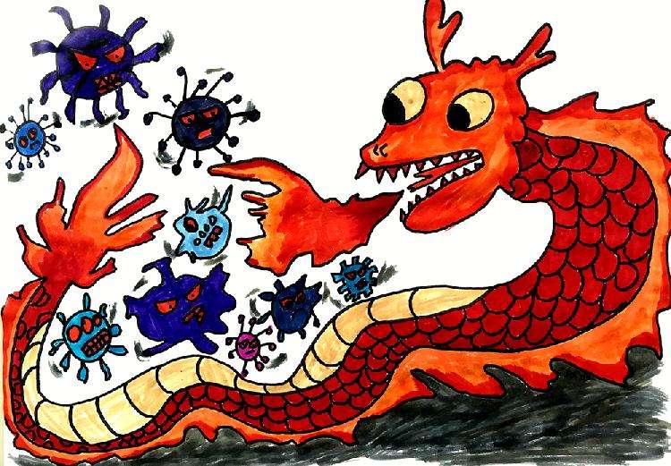 巨龙消灭病毒 作者：闫航 重庆市彭水苗族土家族自治县保家镇中心校五年级2班 辅导教师：闫文锦.jpg