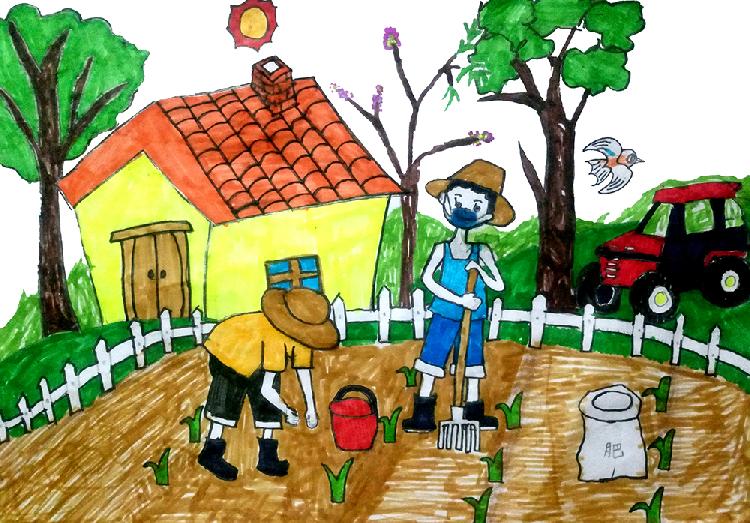 春耕也防疫 作者：钟欣怡 重庆市彭水苗族土家族自治县芦塘乡中心校四年级1班 辅导教师：冯秀林.jpg