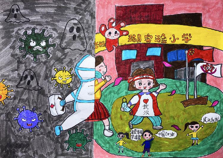 凌可萱+《春暖花开时》+南岸区珊瑚实验小学校+3年级2班+指导教师：黎妮+18290411428+作品介绍：众志成城，抗击疫情！抗击疫情成功后，告别灰暗的冬天，奔向健康快乐的春天！.jpg